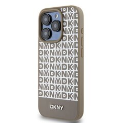 DKNY PU Leather Repeat Pattern Bottom Stripe MagSafe Case for iPhone 13 Pro Brown цена и информация | Чехлы для телефонов | pigu.lt