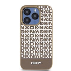 DKNY PU Leather Repeat Pattern Bottom Stripe MagSafe Case for iPhone 13 Pro Brown цена и информация | Чехлы для телефонов | pigu.lt