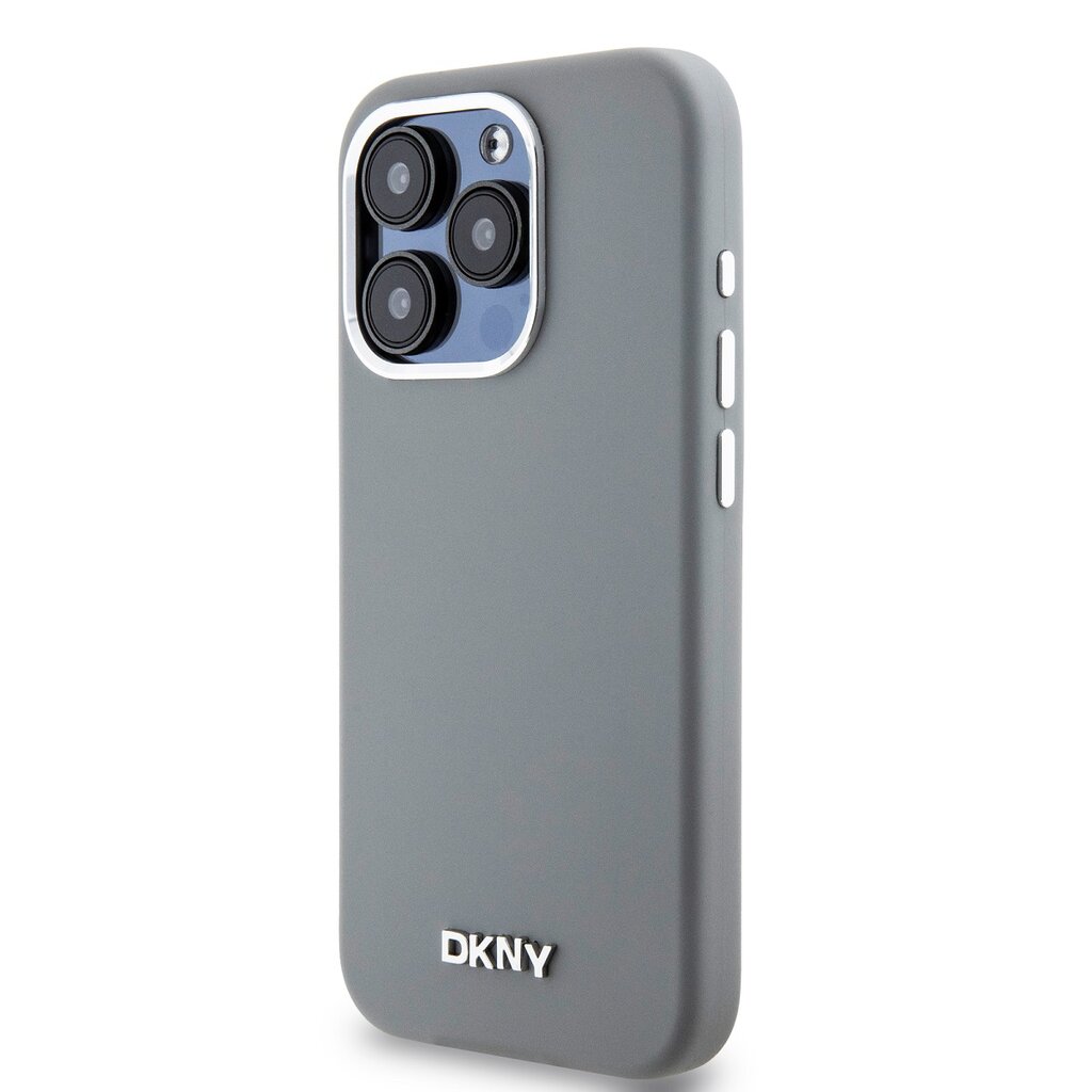 DKNY Liquid Silicone Silver Metal Logo Mag Case kaina ir informacija | Telefono dėklai | pigu.lt