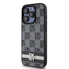 DKNY PU Leather Checkered Pattern and Stripe Case for iPhone 13 Pro Max Black цена и информация | Чехлы для телефонов | pigu.lt