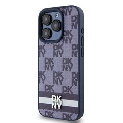 DKNY PU Leather Checkered Pattern and Stripe Case for iPhone 15 Pro Max Blue цена и информация | Чехлы для телефонов | pigu.lt