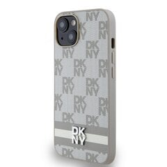 DKNY PU Leather Checkered Pattern and Stripe Case for iPhone 15 Beige цена и информация | Чехлы для телефонов | pigu.lt