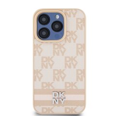 DKNY PU Leather Checkered Pattern and Stripe Case for iPhone 13 Pro Max Pink цена и информация | Чехлы для телефонов | pigu.lt