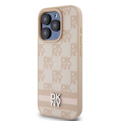 DKNY PU Leather Checkered Pattern and Stripe Case for iPhone 13 Pro Max Pink цена и информация | Чехлы для телефонов | pigu.lt