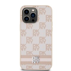 DKNY PU Leather Checkered Pattern and Stripe Case for iPhone 15 Pro Max Pink цена и информация | Чехлы для телефонов | pigu.lt