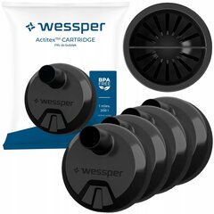 4x Wessper Actitex kasetė Aquaphor City filtravimo buteliukui - atsarginė kaina ir informacija | Vandens filtrai, valymo įrenginiai | pigu.lt
