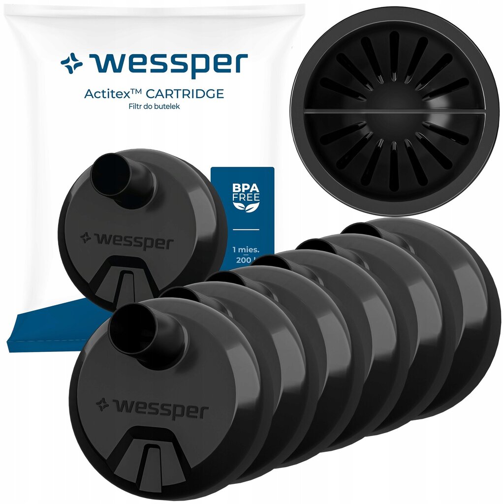 6x Wessper Actitex kasetė Aquaphor City filtravimo buteliukui - atsarginė цена и информация | Vandens filtrai, valymo įrenginiai | pigu.lt