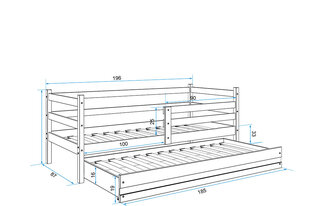 Vaikiška lova be čiužinio BMS11PP, 80x190 cm, pilka kaina ir informacija | Vaikiškos lovos | pigu.lt