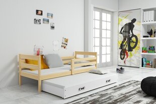 Vaikiška lova be čiužinio BMS11PRB, 80x190 cm, ruda/balta kaina ir informacija | Vaikiškos lovos | pigu.lt