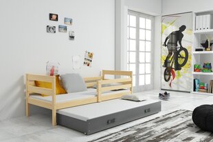 Vaikiška lova be čiužinio BMS11PRP, 80x190 cm, ruda/pilka kaina ir informacija | Vaikiškos lovos | pigu.lt