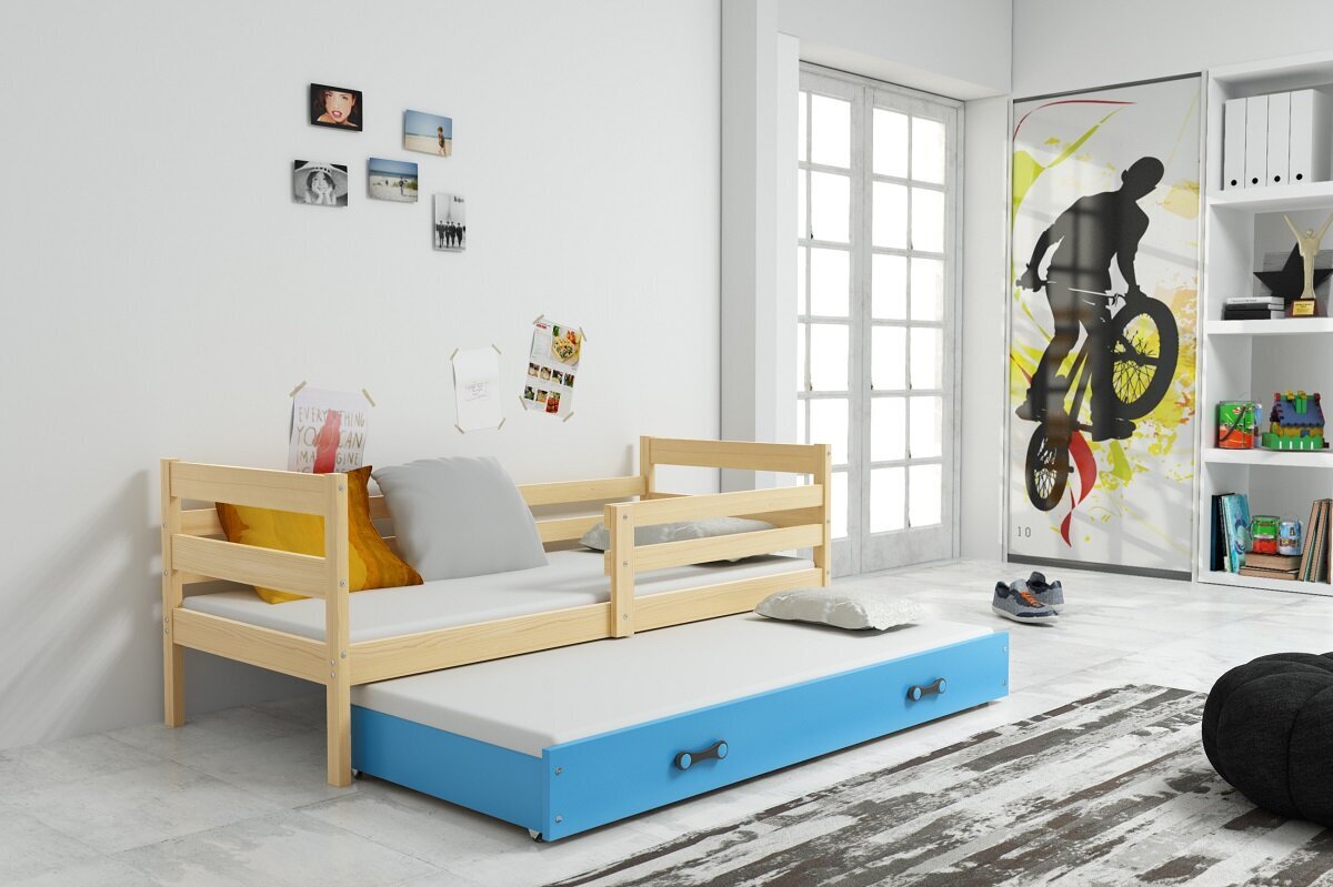 Vaikiška lova be čiužinio BMS12PRZI, 90x200 cm, ruda/mėlyna kaina ir informacija | Vaikiškos lovos | pigu.lt