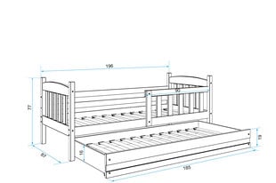 Vaikiška lova be čiužinio BMS13PRB, 80x190 cm, ruda/balta kaina ir informacija | Vaikiškos lovos | pigu.lt