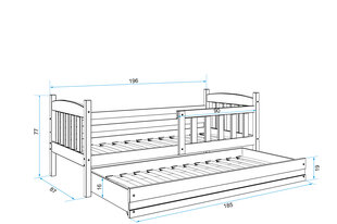 Vaikiška lova be čiužinio BMS13PRZI, 80x190 cm, ruda/mėlyna kaina ir informacija | Vaikiškos lovos | pigu.lt