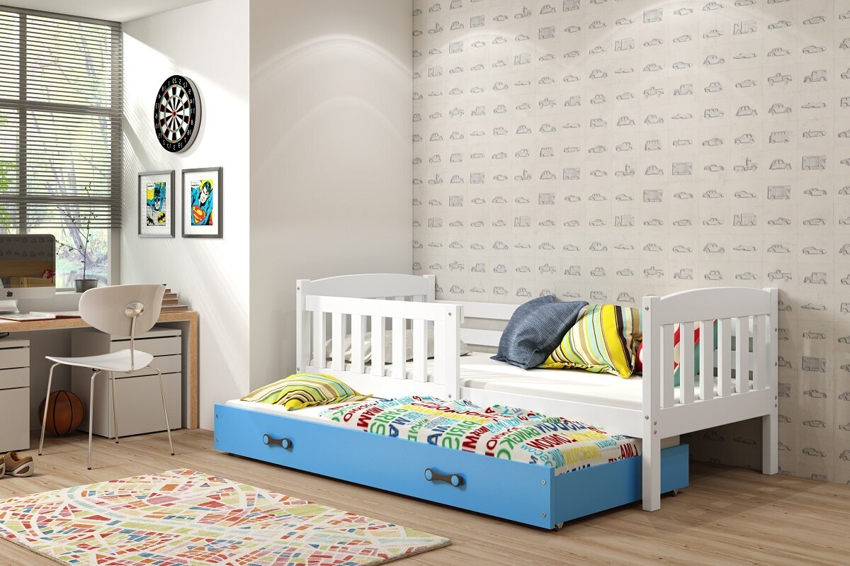 Vaikiška lova be čiužinio BMS13BZI, 80x190 cm, balta/mėlyna kaina ir informacija | Vaikiškos lovos | pigu.lt