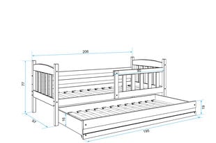 Vaikiška lova be čiužinio BMS14PRZI, 90x200 cm, ruda/mėlyna kaina ir informacija | Vaikiškos lovos | pigu.lt