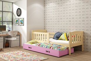Vaikiška lova be čiužinio BMS14PRR, 90x200 cm, ruda/rožinė kaina ir informacija | Vaikiškos lovos | pigu.lt