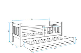 Vaikiška lova be čiužinio BMS14BZI, 90x200 cm, balta/mėlyna kaina ir informacija | Vaikiškos lovos | pigu.lt