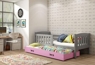 Vaikiška lova be čiužinio BMS14PR, 90x200 cm, pilka/rožinė kaina ir informacija | Vaikiškos lovos | pigu.lt