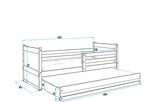 Vaikiška lova be čiužinio BMS25B, 80x190 cm, ruda/balta kaina ir informacija | Vaikiškos lovos | pigu.lt