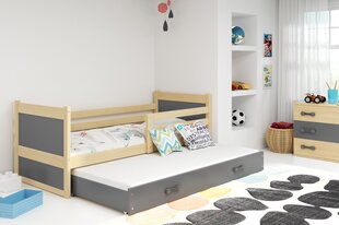 Vaikiška lova be čiužinio BMS25P, 80x190 cm, ruda/pilka kaina ir informacija | Vaikiškos lovos | pigu.lt