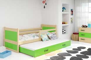 Vaikiška lova be čiužinio BMS25ZA, 80x190 cm, ruda/žalia kaina ir informacija | Vaikiškos lovos | pigu.lt