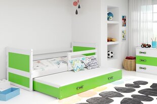 Vaikiška lova be čiužinio BMS27ZA, 90x200 cm, balta/žalia kaina ir informacija | Vaikiškos lovos | pigu.lt
