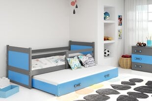 Детская кроватка без матраса BMS28ZI, 90x200 см, серый/синий цена и информация | Детские кровати | pigu.lt