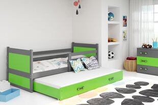Vaikiška lova be čiužinio BMS28ZA, 90x200 cm, pilka/žalia kaina ir informacija | Vaikiškos lovos | pigu.lt