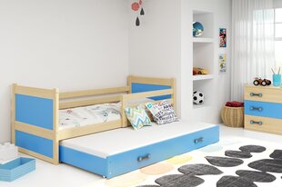 Детская кроватка без матраса BMS29ZI, 90x200 см, светло коричневый/синий цена и информация | Детские кровати | pigu.lt
