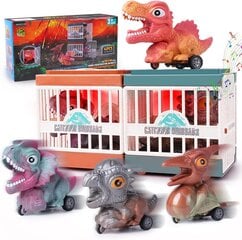 Динозавры с клеткой набор из 4 штук, самоходный цена и информация | Игрушки для мальчиков | pigu.lt