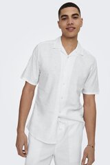 Marškininiai vyrams Only & Sons 22025116WHITE, balti цена и информация | Мужские рубашки | pigu.lt