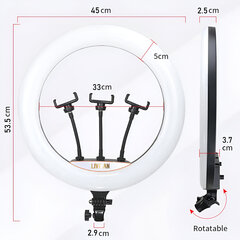 Светодиодный кольцевой светильник 18 дюймов на подставке, LIVMAN zbbgd-002 (led ring) цена и информация | Осветительное оборудование для фотосъемок | pigu.lt