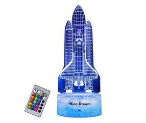 3D naktinė šviesa Rocket, 16 spalvų kaina ir informacija | Dekoracijos šventėms | pigu.lt