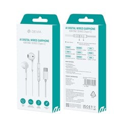 Devia wired earphones Kintone A1 Digital USB-C white цена и информация | Наушники | pigu.lt