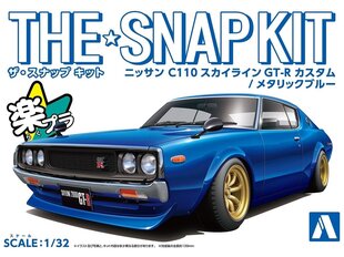 Aoshima - The Snap Kit Nissan C110 Skyline GT-R Custom Metallic Blue, 1/32, 06689 цена и информация | Конструкторы и кубики | pigu.lt