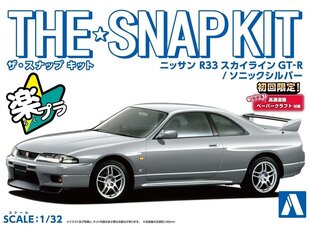 Surenkama mašina Aoshima The Snap Kit Nissan R33 Skyline GT-R Sonic Silver kaina ir informacija | Konstruktoriai ir kaladėlės | pigu.lt