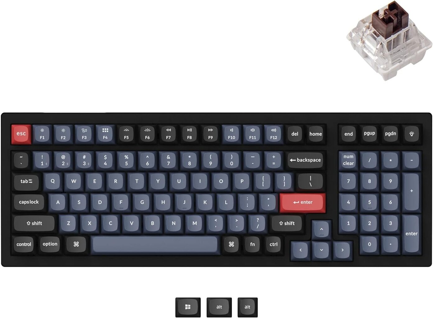 Keychron K4 Pro mechaninė 96% klaviatūra (ANSI, bevielė, RGB, Hot-swap,Gateron Brown) kaina ir informacija | Klaviatūros | pigu.lt