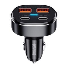 Automobilinis įkroviklis 75w pd+qc 2x usb + 2x usb-c kaina ir informacija | Automobilių 12V el. priedai | pigu.lt