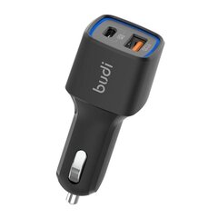 Budi USB + USB-C 18W PD LED automobilinis įkroviklis kaina ir informacija | Automobilių 12V el. priedai | pigu.lt