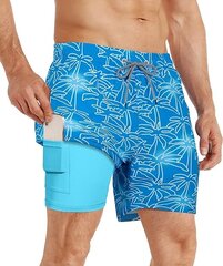 APTRO Мужские плавательные шорты, сетчатая подкладка, синие цена и информация | Шорты для плавания, обтягивающие | pigu.lt