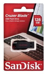 Накопитель данных Sandisk Flashdrive Cruzer Blade 128 ГБ USB 2.0, черный/красный цена и информация | USB накопители | pigu.lt