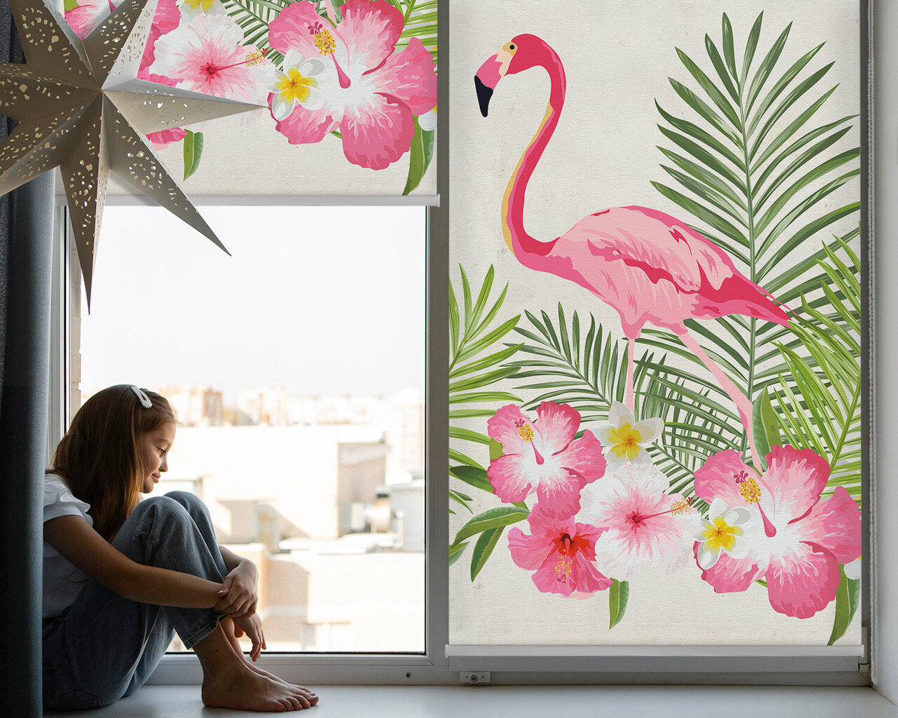 Roletas Flamingos ant lapų, 60x140 cm kaina ir informacija | Roletai | pigu.lt