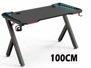 Kompiuterinių žaidimų stalas su LED lemputėmis 100cm Juodas kaina ir informacija | Kompiuteriniai, rašomieji stalai | pigu.lt