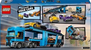 60408 LEGO® City Automobilių transporteris su sportiniais automobiliais цена и информация | Конструкторы и кубики | pigu.lt