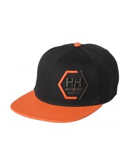Helly Hansen kepuraitė Kensington Flat Brim, juoda/oranžinė kaina ir informacija | Vyriški šalikai, kepurės, pirštinės | pigu.lt