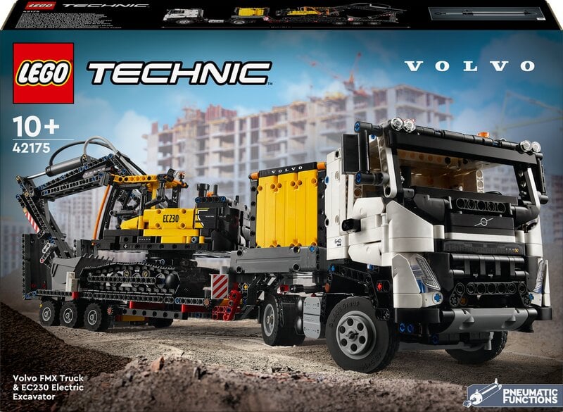 42175LEGO®TechnicSunkvežimisVolvoFMXirelektrinisekskavatoriusVolvoEC230