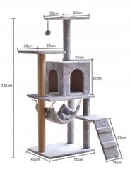 Draskyklė katėms, pilka, 138 cm kaina ir informacija | Draskyklės | pigu.lt