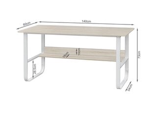 Kompiuterio stalas su lentyna 140cm. Baltas kaina ir informacija | Kompiuteriniai, rašomieji stalai | pigu.lt