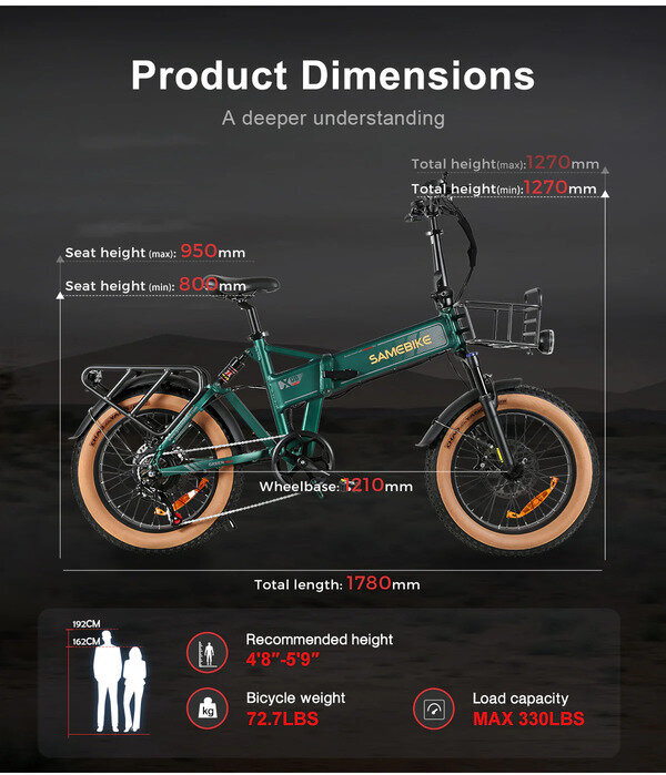 Kalnų dviratis Samebike XWLX09-II Fat Tire 20", baltas kaina ir informacija | Elektriniai dviračiai | pigu.lt