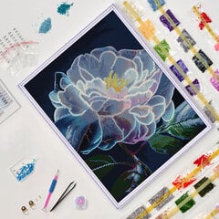 Deimantinė mozaika su rėmeliu TM Varvikas Peony bloom LG335e, 40x50 cm kaina ir informacija | Deimantinės mozaikos | pigu.lt